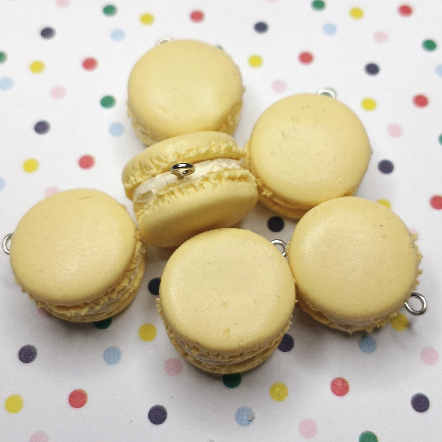 Lemon Macaron Dangle Earrings – Handmade Food-Themed Jewelry
