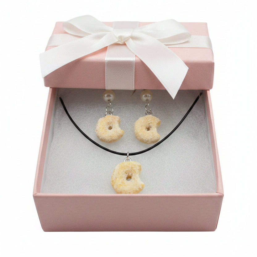 andmade sugar donut pendant necklace by Jasmine Jellyfish Co. – food-inspired jewelry"