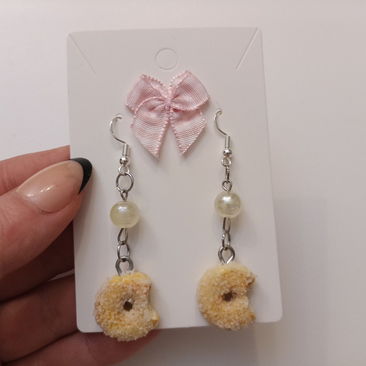 Sugar Donut Dangle Earrings - Handmade Food Jewelry