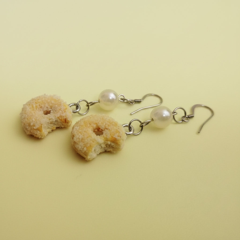Handmade sugar donut dangle earrings by Jasmine Jellyfish Co. – food-inspired jewelry