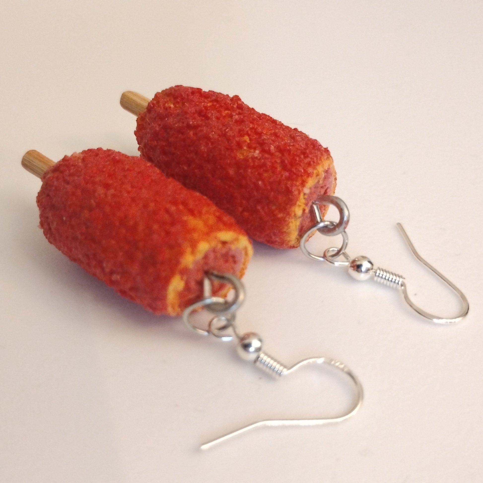 korean corn dog earrings at an angle
