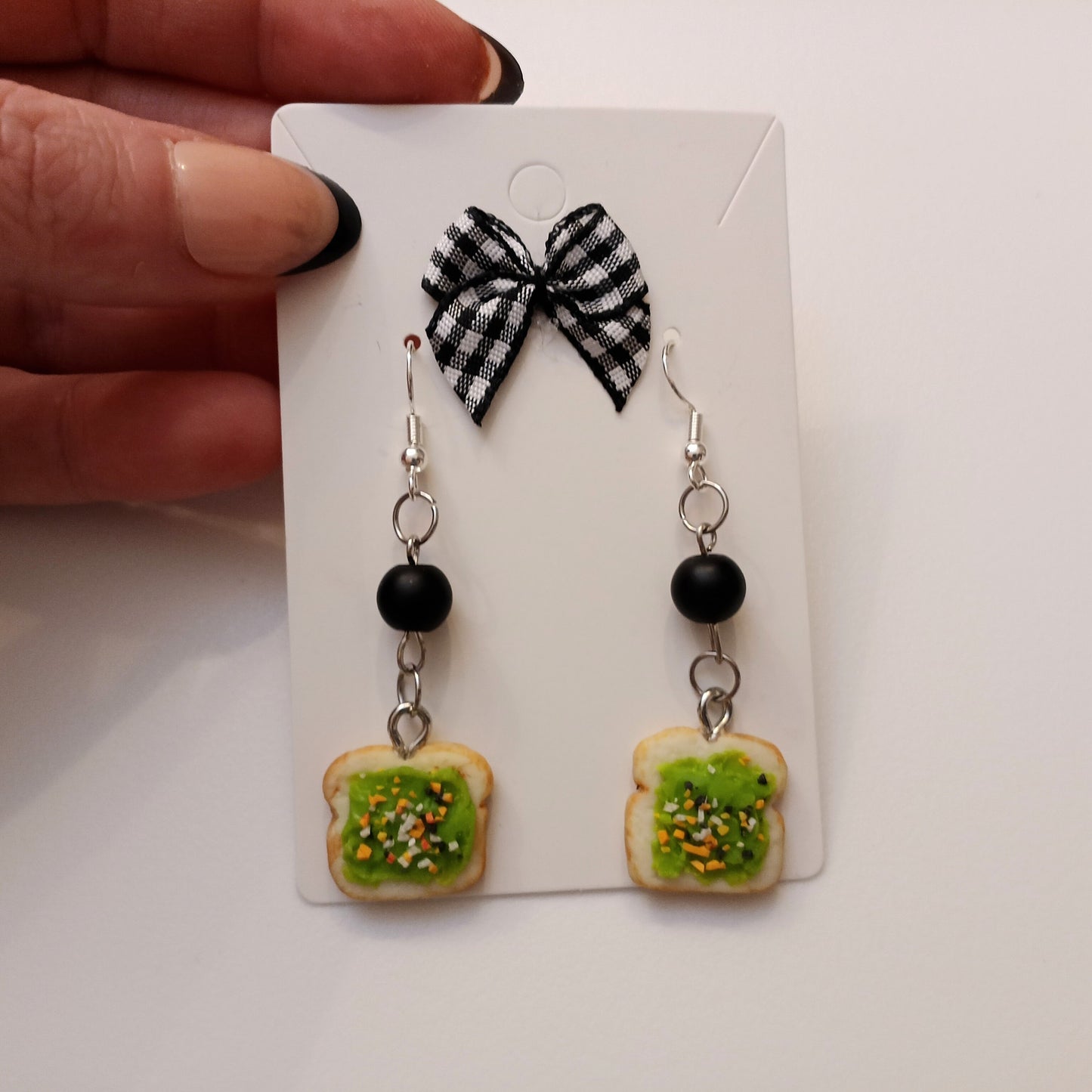 Avocado Toast Dangle Earrings - Handmade Food Jewelry