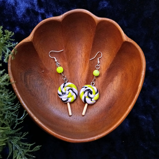 Lollipop Swirl Dangle Earrings – Handmade Food Jewelry