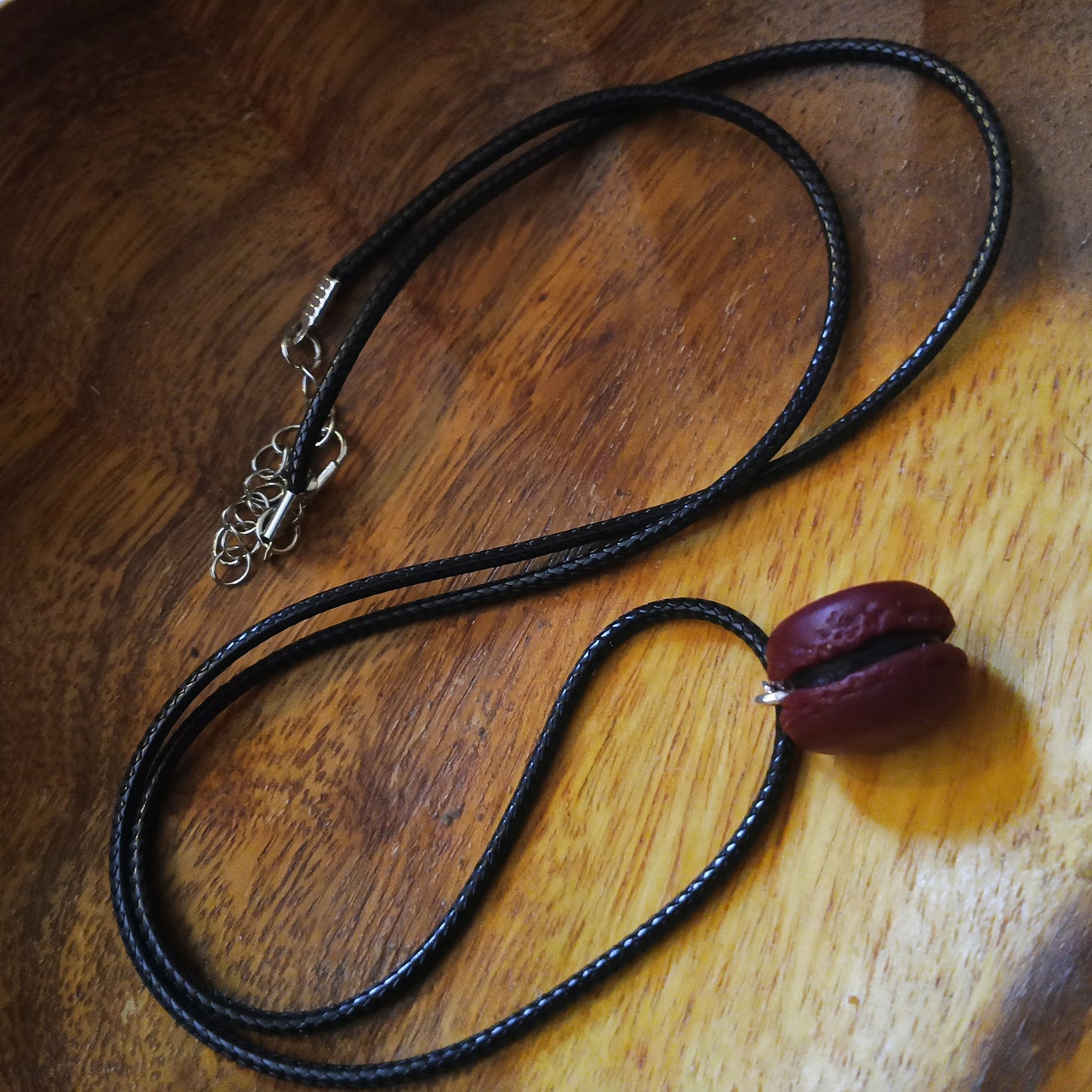 maroon macaron pendant necklace
