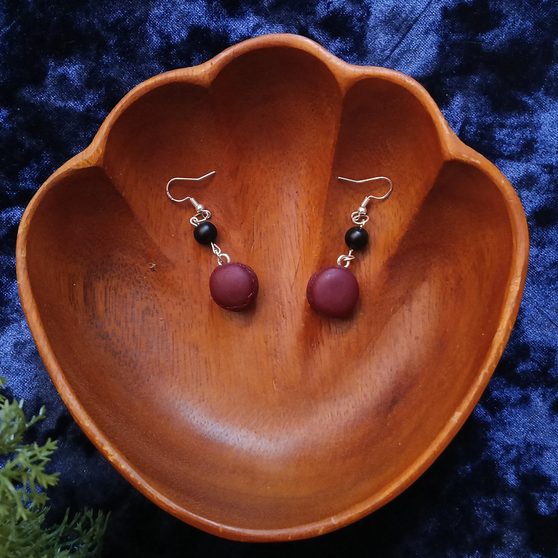 red velvet macaron earrings