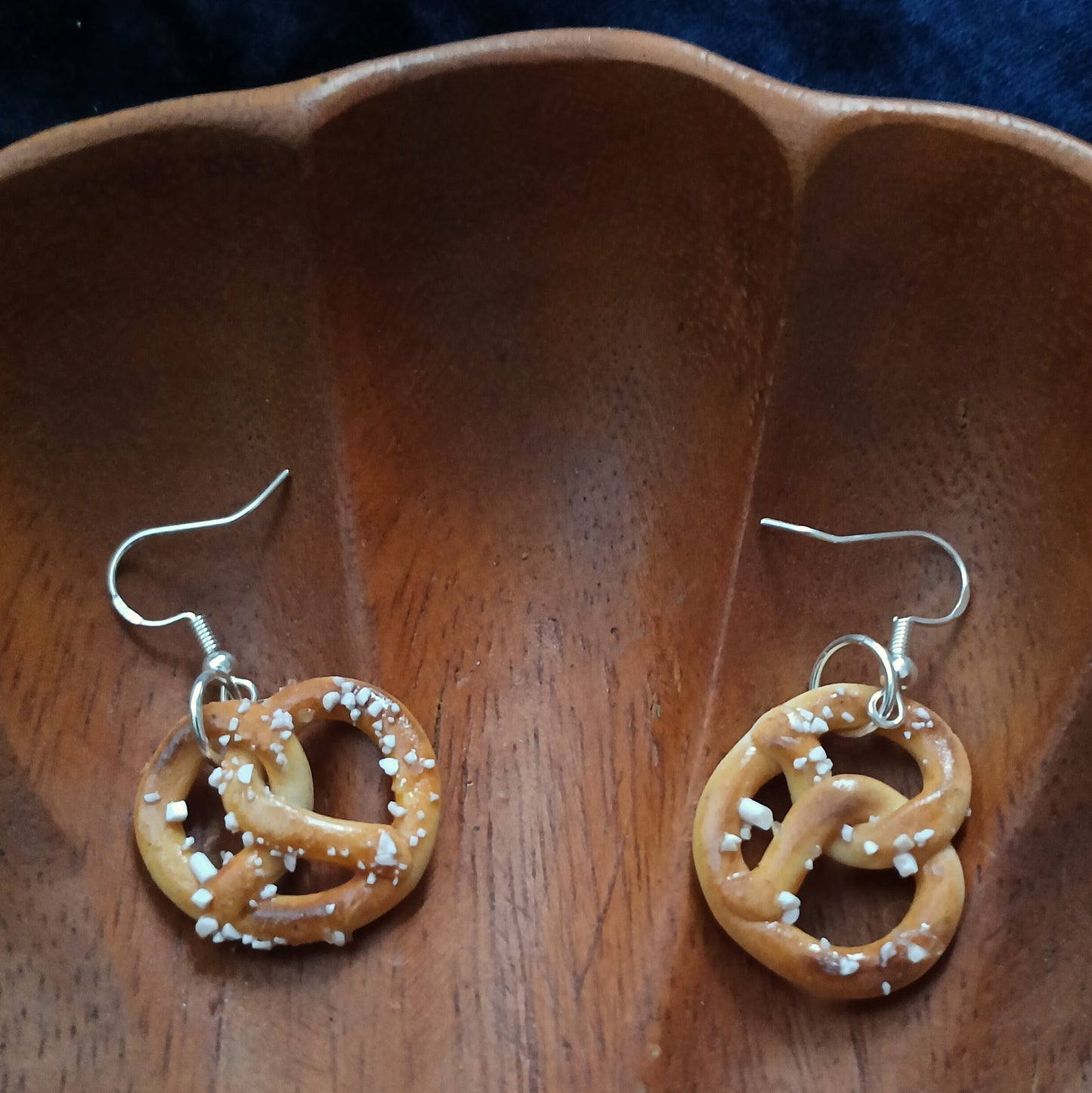 Salted Pretzel Dangle Earrings – Handmade Food-Themed Jewelry