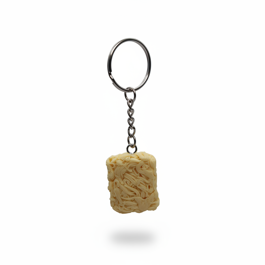Dry Ramen Noodle Keychain white background