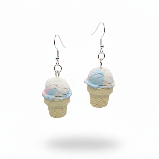 Ice Cream Cone Earrings Floating