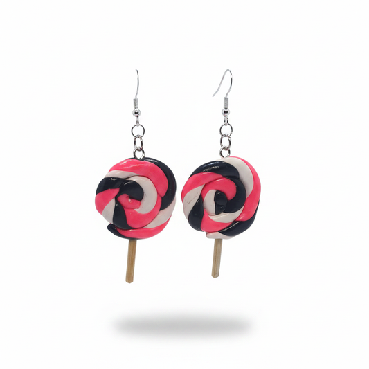 Lollipop Swirl Dangle Earrings – Floating White Background