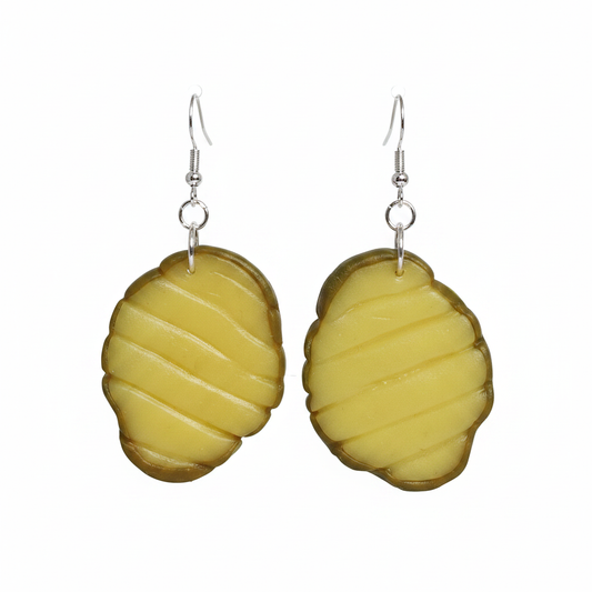 Pickle Slice Dangle Earrings – White Background