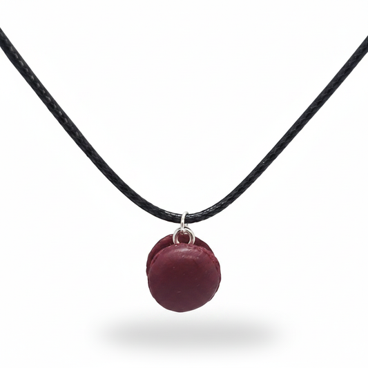 Red Velvet Macaron Necklace Floating