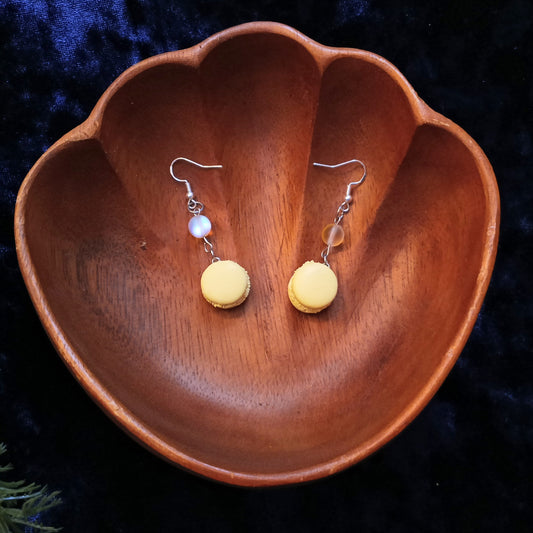 Lemon Macaron Dangle Earrings – Handmade Food Jewelry