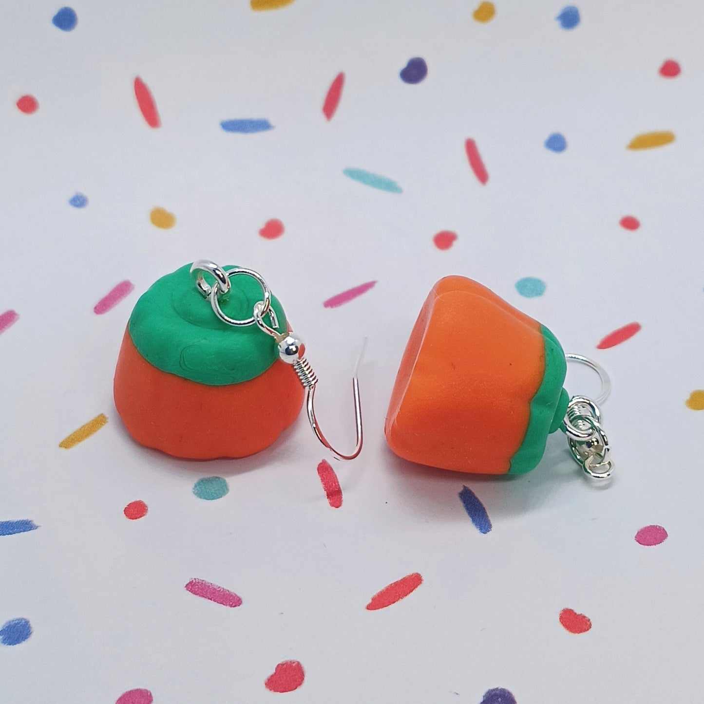 Pumpkin Candy Corn Earrings with sterling silver hooks 