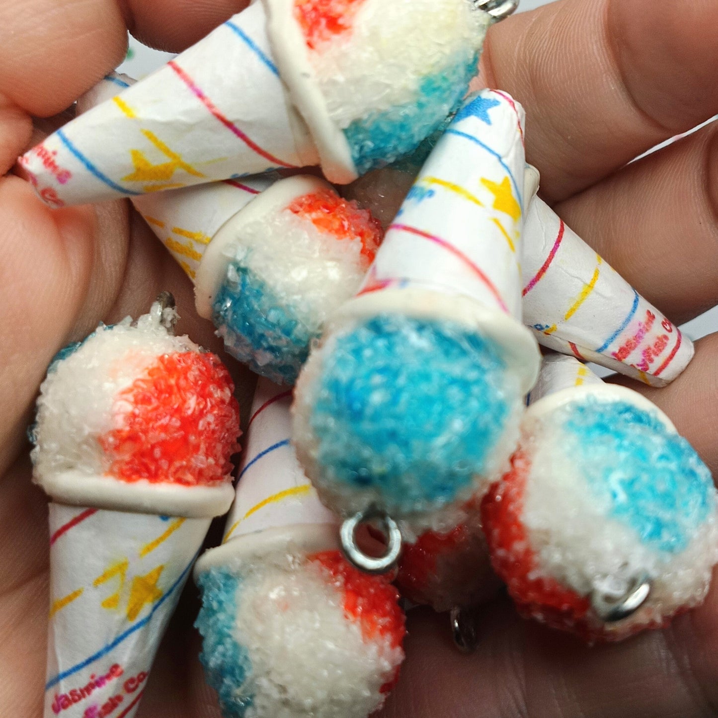 Snow Cone Dangle Earrings – Red, White & Blue Food-Themed Jewelry