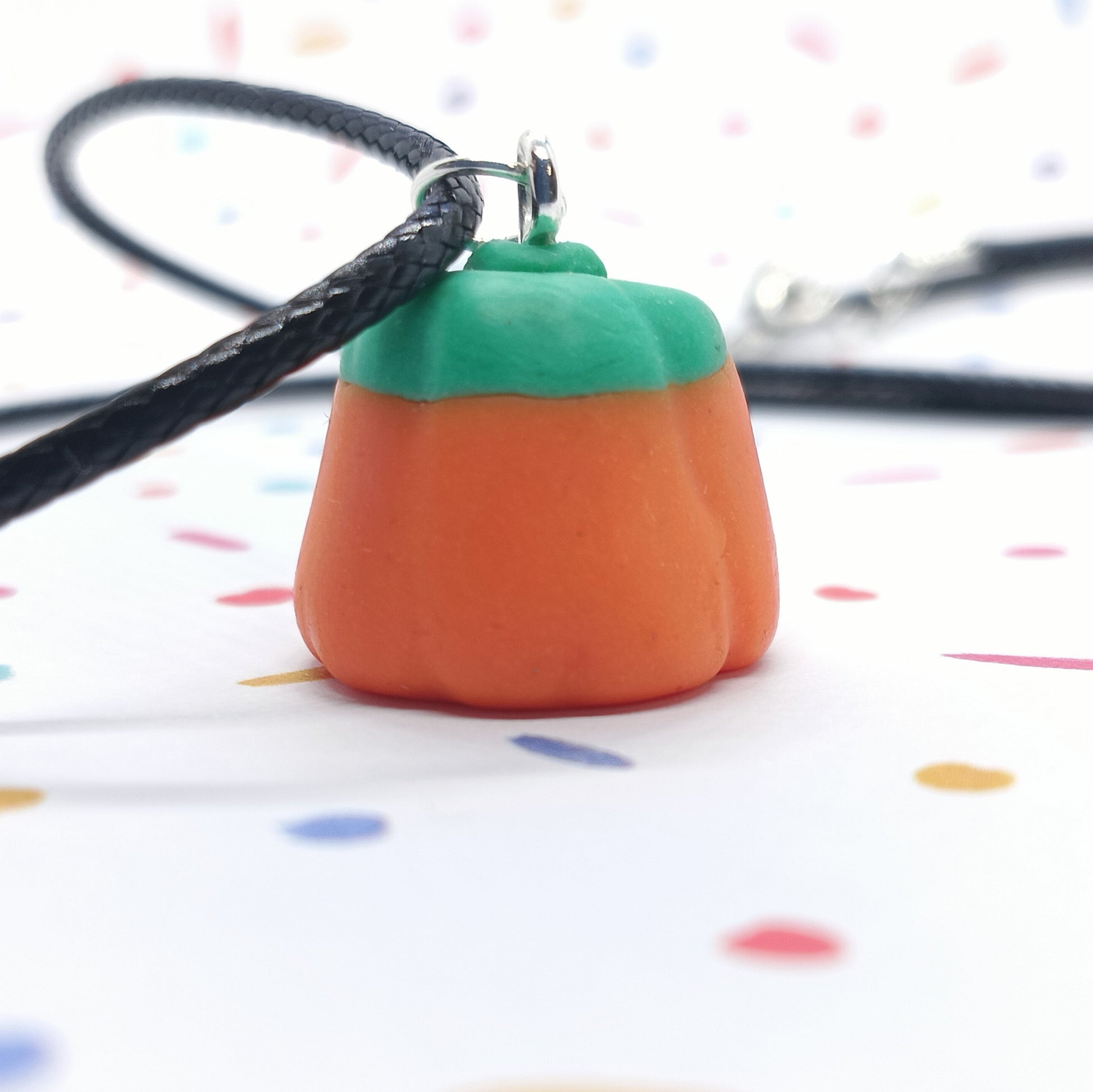 pumpkin candy corn necklace close up