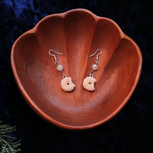 Sugar Donut Dangle Earrings - Handmade Food Jewelry
