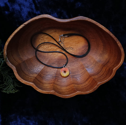 Peach Ring Pendant Necklace - Handmade Food Jewelry