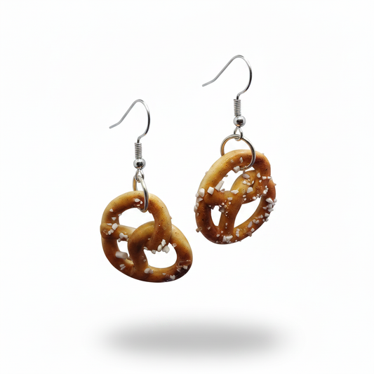 Salted Pretzel Earrings Floating