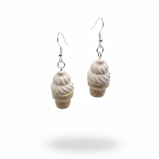 Vanilla Soft Serve Earrings Floating